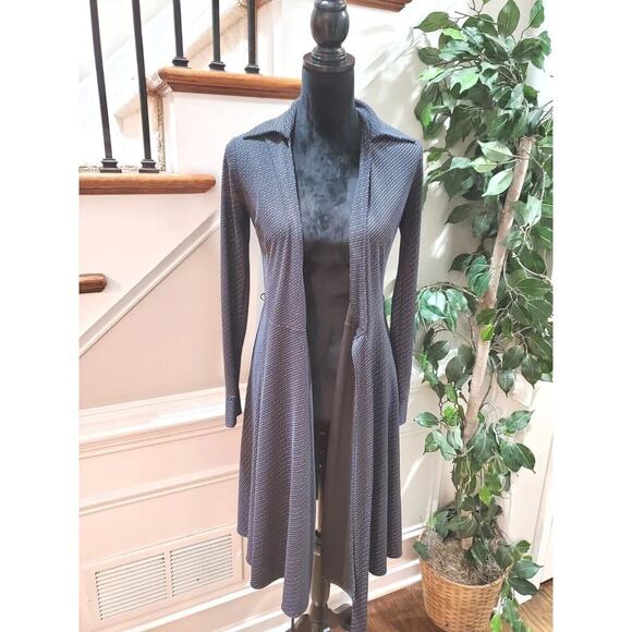 Express Women's Black Polyester Collared Long Sleeve Knee Length Wrap Dress 1/2 - Picture 11 of 12